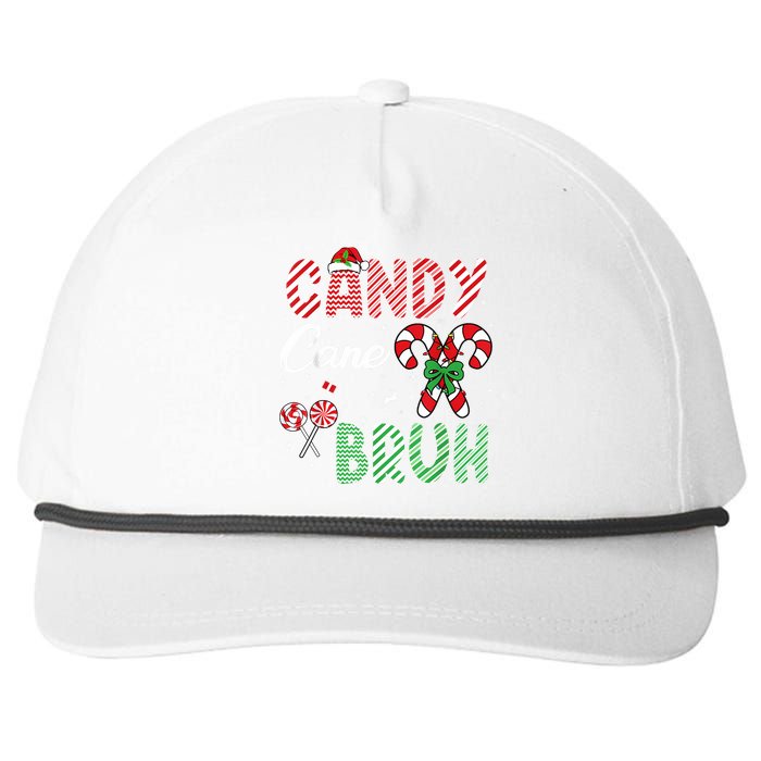 Candy Cane Bruh Funny Christmas Holiday Snapback Five-Panel Rope Hat