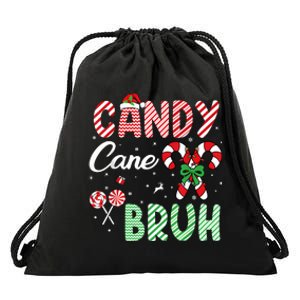 Candy Cane Bruh Funny Christmas Holiday Drawstring Bag