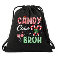 Candy Cane Bruh Funny Christmas Holiday Drawstring Bag