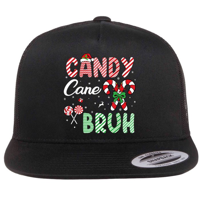 Candy Cane Bruh Funny Christmas Holiday Flat Bill Trucker Hat