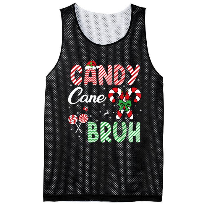 Candy Cane Bruh Funny Christmas Holiday Mesh Reversible Basketball Jersey Tank