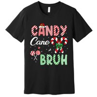 Candy Cane Bruh Funny Christmas Holiday Premium T-Shirt