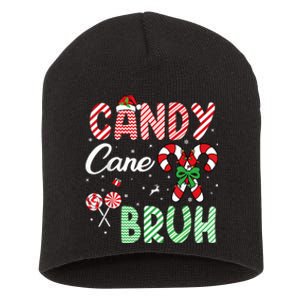 Candy Cane Bruh Funny Christmas Holiday Short Acrylic Beanie