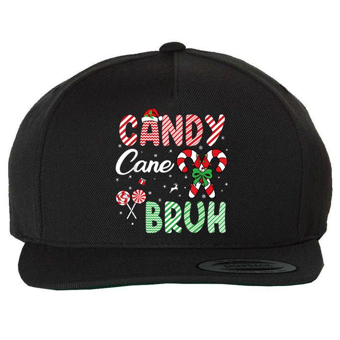 Candy Cane Bruh Funny Christmas Holiday Wool Snapback Cap