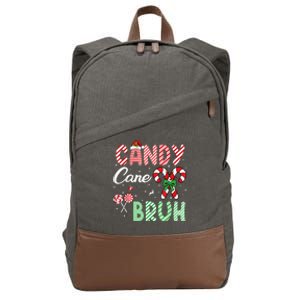 Candy Cane Bruh Funny Christmas Holiday Cotton Canvas Backpack