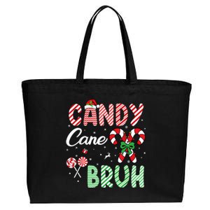 Candy Cane Bruh Funny Christmas Holiday Cotton Canvas Jumbo Tote