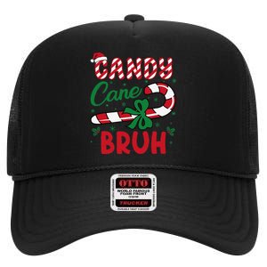 Candy Cane Bruh Funny Christmas Holiday Gift High Crown Mesh Back Trucker Hat