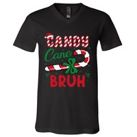 Candy Cane Bruh Funny Christmas Holiday Gift V-Neck T-Shirt