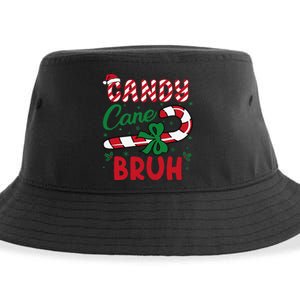 Candy Cane Bruh Funny Christmas Holiday Gift Sustainable Bucket Hat