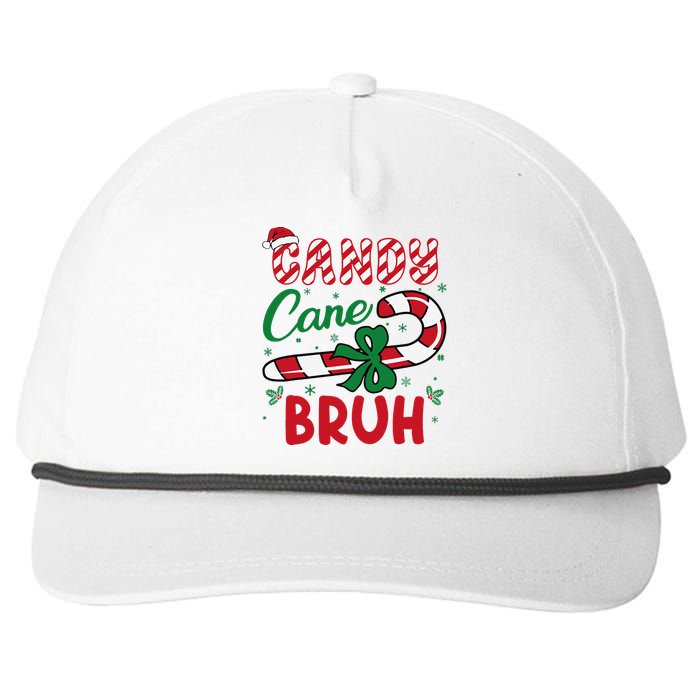 Candy Cane Bruh Funny Christmas Holiday Gift Snapback Five-Panel Rope Hat