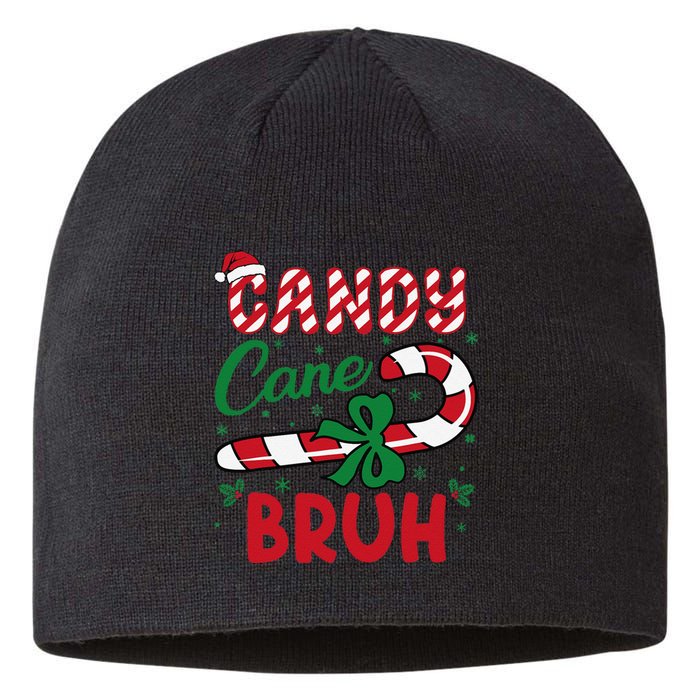 Candy Cane Bruh Funny Christmas Holiday Gift Sustainable Beanie