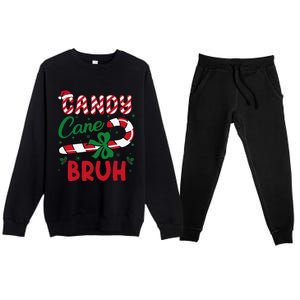 Candy Cane Bruh Funny Christmas Holiday Gift Premium Crewneck Sweatsuit Set