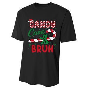 Candy Cane Bruh Funny Christmas Holiday Gift Performance Sprint T-Shirt