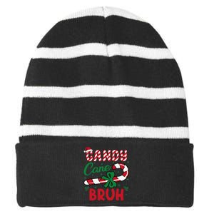 Candy Cane Bruh Funny Christmas Holiday Gift Striped Beanie with Solid Band