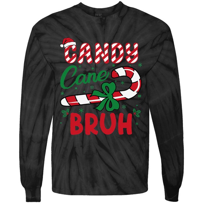 Candy Cane Bruh Funny Christmas Holiday Gift Tie-Dye Long Sleeve Shirt