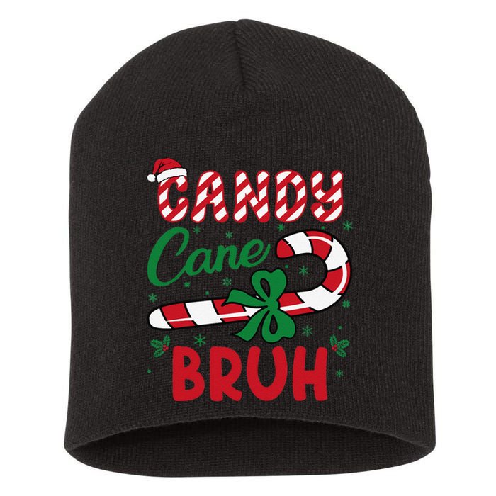 Candy Cane Bruh Funny Christmas Holiday Gift Short Acrylic Beanie