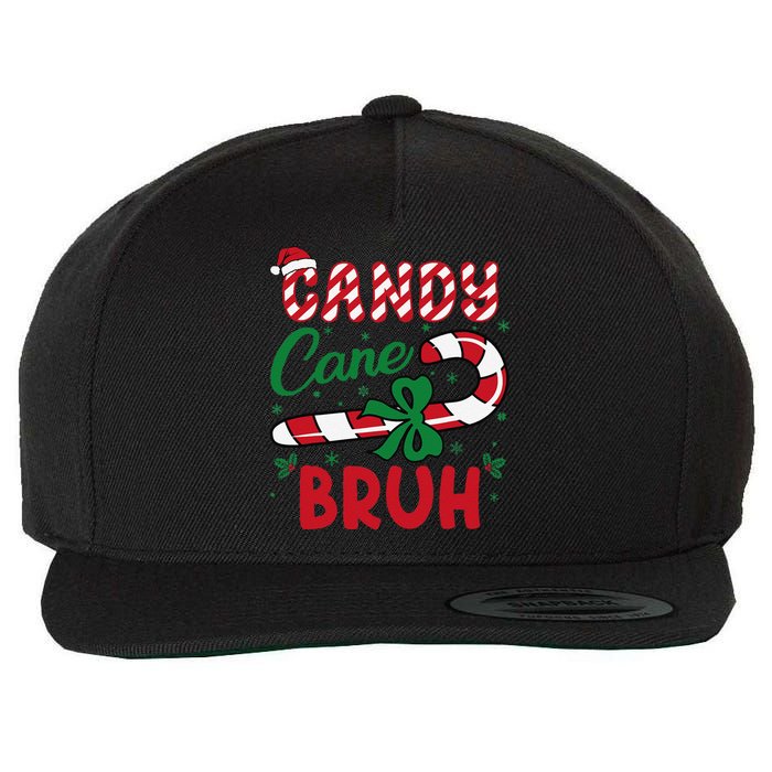 Candy Cane Bruh Funny Christmas Holiday Gift Wool Snapback Cap