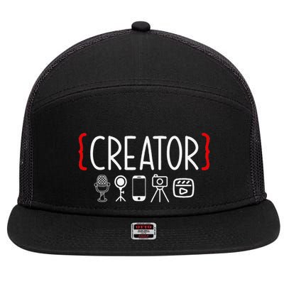 Content Creator Blogger Vlogger Influencer Creator 7 Panel Mesh Trucker Snapback Hat
