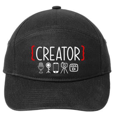 Content Creator Blogger Vlogger Influencer Creator 7-Panel Snapback Hat
