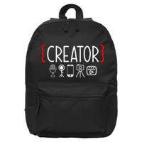 Content Creator Blogger Vlogger Influencer Creator 16 in Basic Backpack