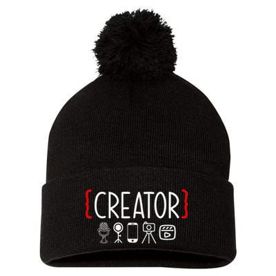 Content Creator Blogger Vlogger Influencer Creator Pom Pom 12in Knit Beanie