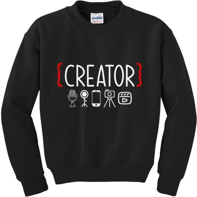Content Creator Blogger Vlogger Influencer Creator Kids Sweatshirt