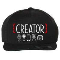 Content Creator Blogger Vlogger Influencer Creator Wool Snapback Cap