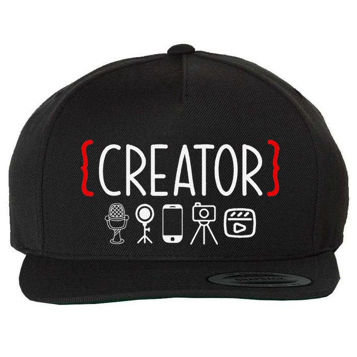 Content Creator Blogger Vlogger Influencer Creator Wool Snapback Cap