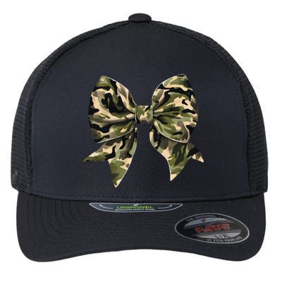 Camo Coquette Bow Hunt Duck Hunting Camouflage Gift Flexfit Unipanel Trucker Cap