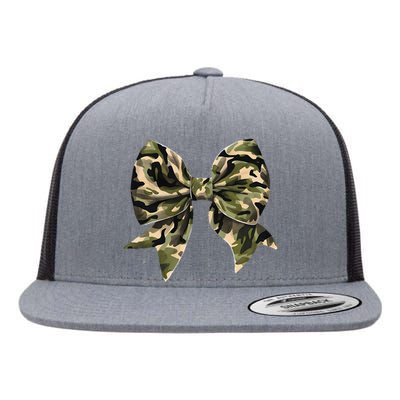 Camo Coquette Bow Hunt Duck Hunting Camouflage Gift Flat Bill Trucker Hat