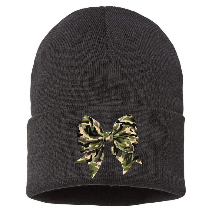 Camo Coquette Bow Hunt Duck Hunting Camouflage Gift Sustainable Knit Beanie