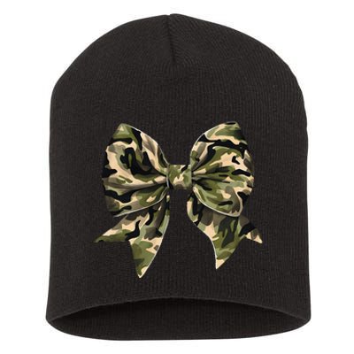 Camo Coquette Bow Hunt Duck Hunting Camouflage Gift Short Acrylic Beanie