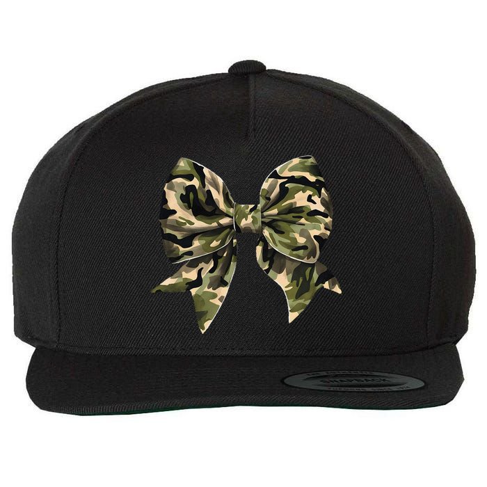 Camo Coquette Bow Hunt Duck Hunting Camouflage Gift Wool Snapback Cap