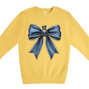 Coquette Christmas Bow Women Holiday Ribbon Mistletoe Premium Crewneck Sweatshirt