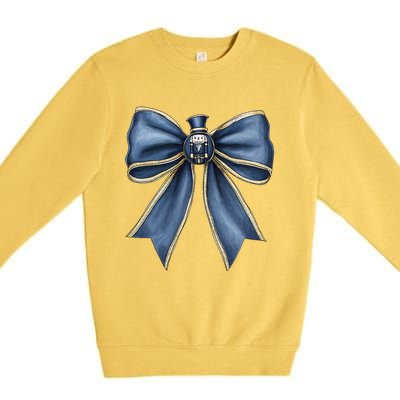 Coquette Christmas Bow Women Holiday Ribbon Mistletoe Premium Crewneck Sweatshirt