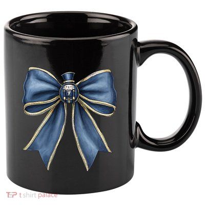 Coquette Christmas Bow Women Holiday Ribbon Mistletoe 11oz C Handle Ceramic Mug