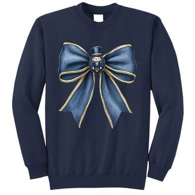 Coquette Christmas Bow Women Holiday Ribbon Mistletoe Sweatshirt