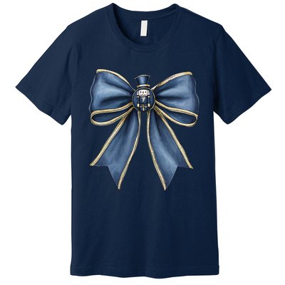 Coquette Christmas Bow Women Holiday Ribbon Mistletoe Premium T-Shirt