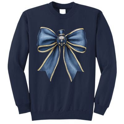 Coquette Christmas Bow Women Holiday Ribbon Mistletoe Tall Sweatshirt