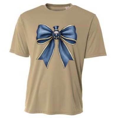 Coquette Christmas Bow Women Holiday Ribbon Mistletoe Cooling Performance Crew T-Shirt