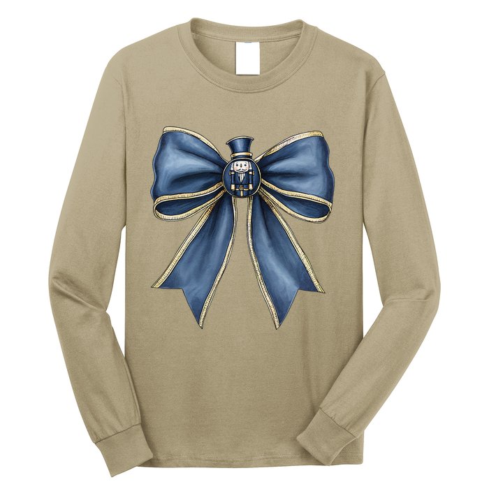 Coquette Christmas Bow Women Holiday Ribbon Mistletoe Long Sleeve Shirt