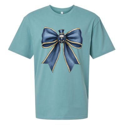 Coquette Christmas Bow Women Holiday Ribbon Mistletoe Sueded Cloud Jersey T-Shirt