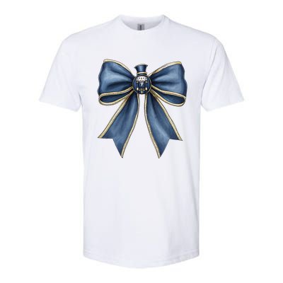 Coquette Christmas Bow Women Holiday Ribbon Mistletoe Softstyle CVC T-Shirt