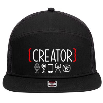 Content Creator Blogger Vlogger Influencer Creator 7 Panel Mesh Trucker Snapback Hat