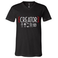 Content Creator Blogger Vlogger Influencer Creator V-Neck T-Shirt