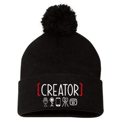 Content Creator Blogger Vlogger Influencer Creator Pom Pom 12in Knit Beanie