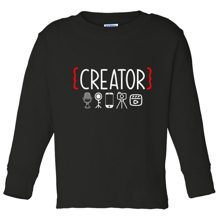 Content Creator Blogger Vlogger Influencer Creator Toddler Long Sleeve Shirt