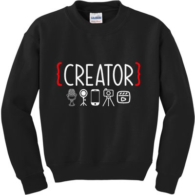 Content Creator Blogger Vlogger Influencer Creator Kids Sweatshirt