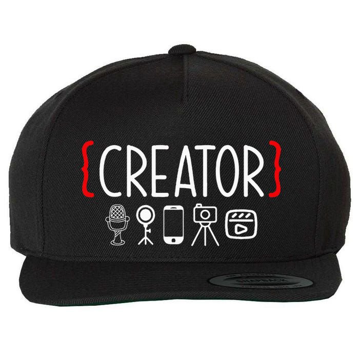 Content Creator Blogger Vlogger Influencer Creator Wool Snapback Cap