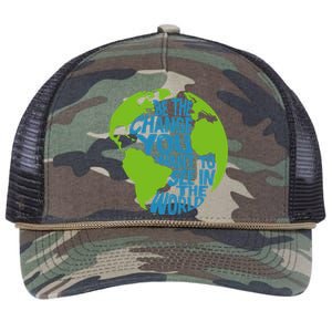 Climate Change Be The Change You Want To See In The World Retro Rope Trucker Hat Cap